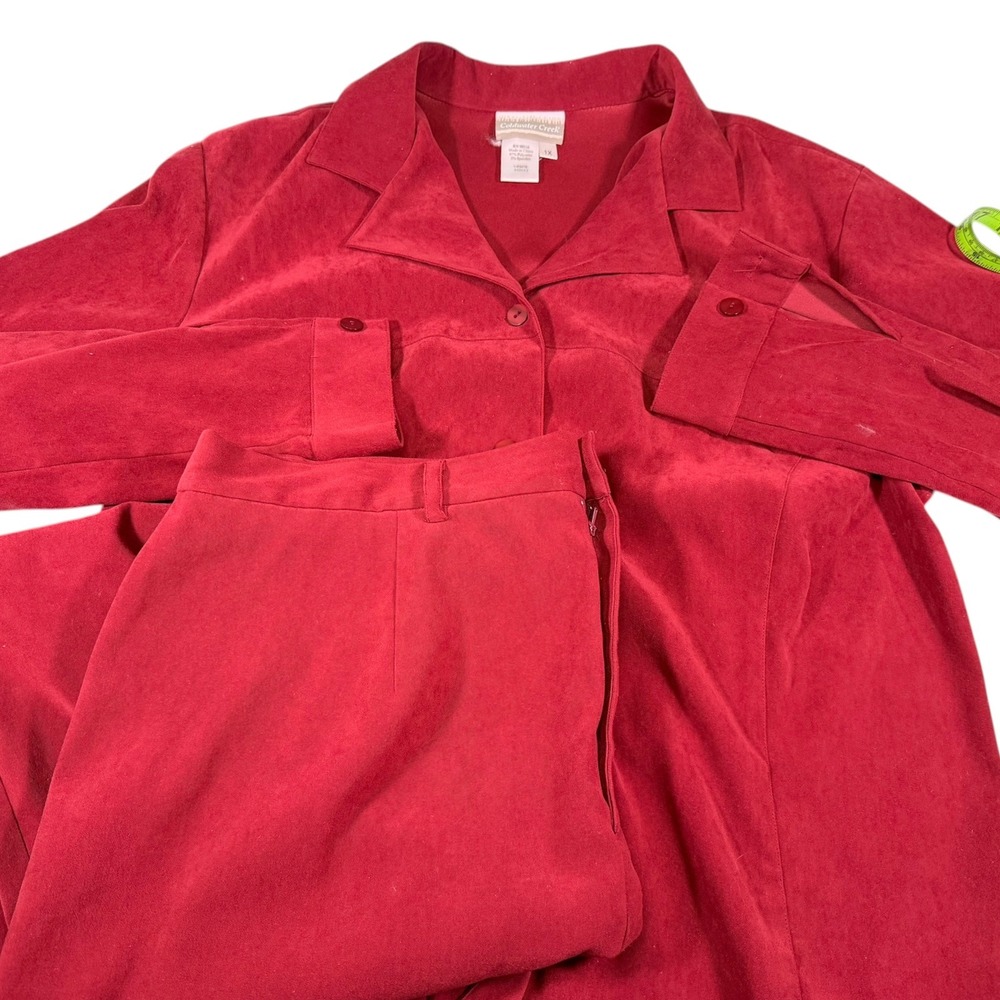 Coldwater Creek 1X 20 Red Skirt Set Faux Suede Button Front Top Dark Academia